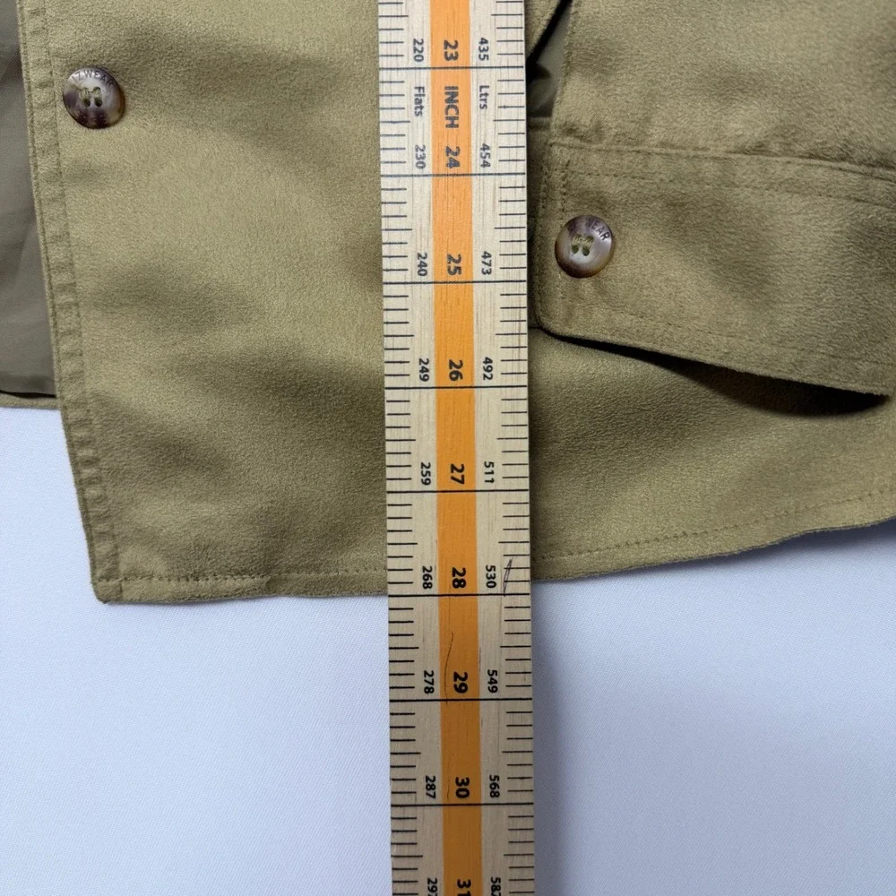 Liz Claiborne Lizwear Olive Green Faux Suede Shirt Jacket Shacket Medium